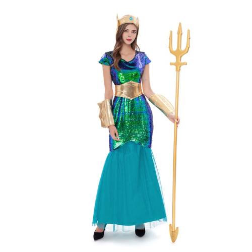 Halloween Naga Siren Theme Costume Carnival Neptune Poseidon Uniform Cosplay Outfits