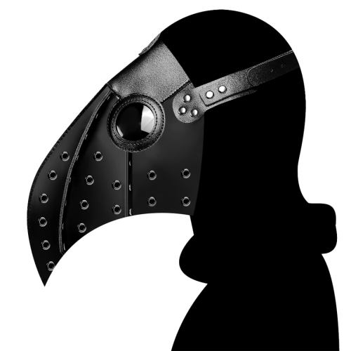 Scary Leather Plague Doctor Mask PU Medieval Masquerade Headgear