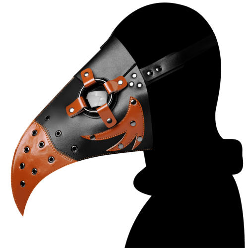 PU Plague Doctor Mask Leather Patchwork Medieval Headgear Halloween Costume Accessories