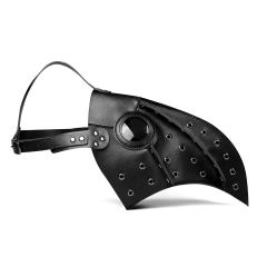 Scary Leather Plague Doctor Mask PU Medieval Masquerade Headgear
