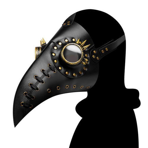 Mardi Gras Beak Masks Halloween Plague Doctor Face Guard PU Leather Medieval Props PBM013