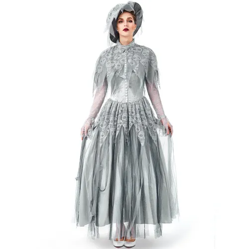 Britain Ghost Bride Costume Gothic Carnival Cosplay Witches Outfits