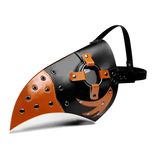 PU Plague Doctor Mask Leather Patchwork Medieval Headgear Halloween Costume Accessories