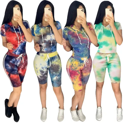 Summer Short Sleeve Hoddies Women Two Piece Pants