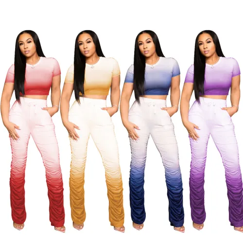 Crew Neck Fashion Tank Tops Women Two Piece Pants Leisure Trendy Clothing