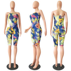 Women Sexy Jumpsuits Summer Floral Print Streetwear Night Club Wear
