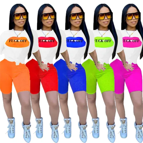 Fashion Women's Two Piece Pants Summer Lip Printed Streetwear Tracksuits