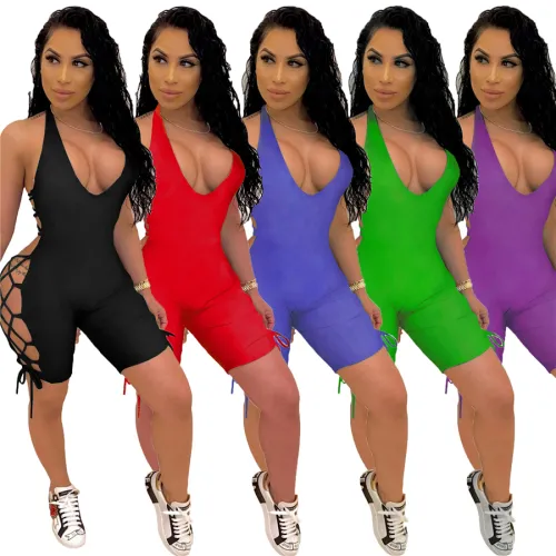 Halter Sexy Sport Bodysuits High Waist Exercise Overalls Pants Active Wear