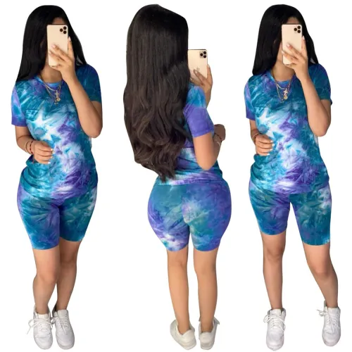 Sexy Tie-dyed Tracksuits Knee Length Casual Pants