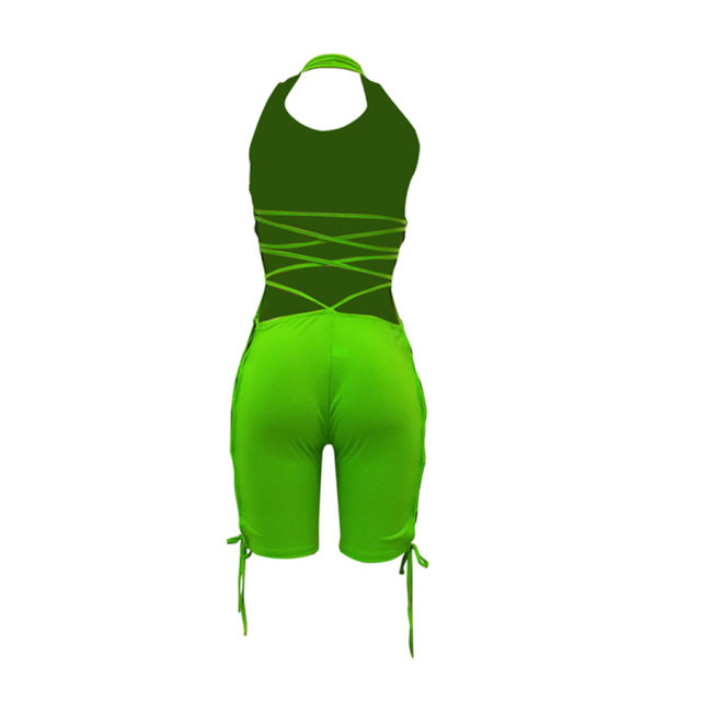 Halter Sexy Sport Bodysuits High Waist Exercise Overalls Pants Active Wear