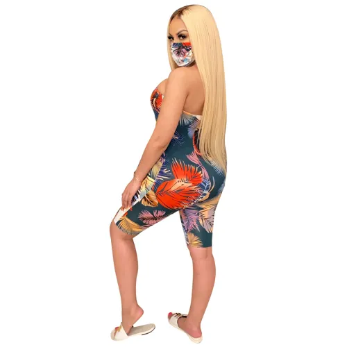 Women Sexy Jumpsuits Summer Floral Print Streetwear Night Club Wear