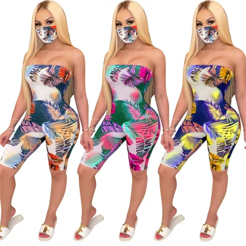 Women Sexy Jumpsuits Summer Floral Print Streetwear Night Club Wear