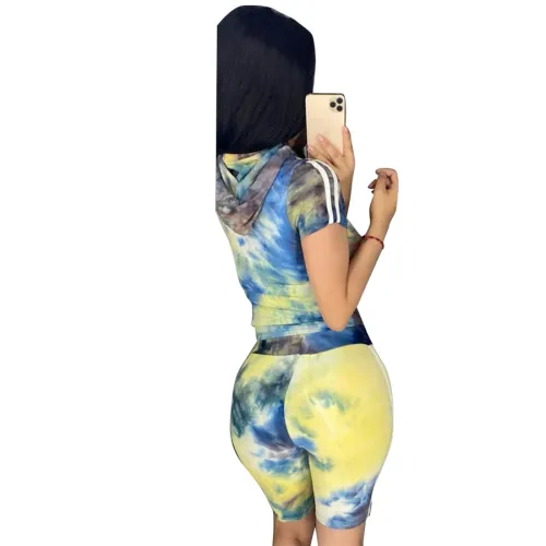 Summer Short Sleeve Hoddies Women Two Piece Pants