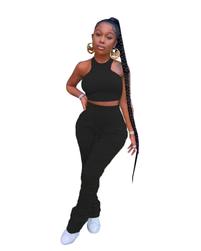 Fashion Halter Tank Tops Women Two Piece Pants Leisure Trendy Clothing