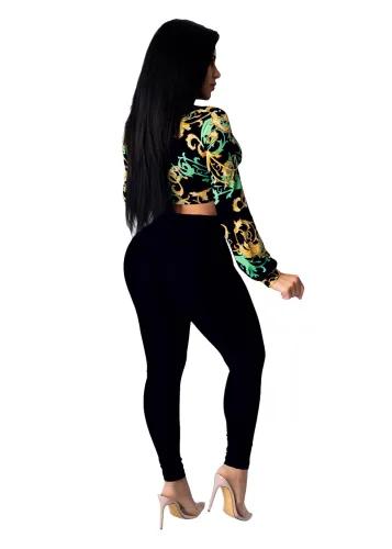 Women Casual Two Piece Pants Summer Long Sleeve Cardigan