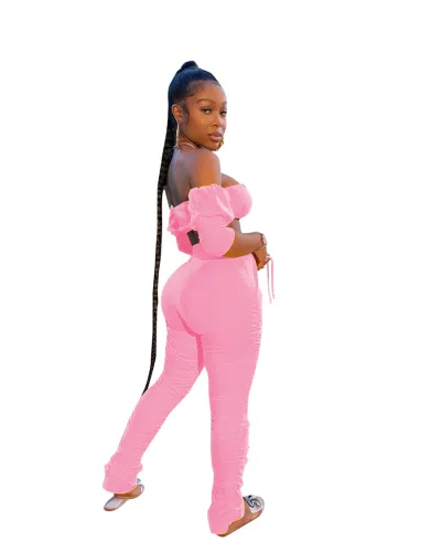 Women Sexy Tracksuits Bandeau Zipper Bras Off Shoulder Streetwear PQCM760