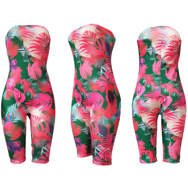 Women Sexy Jumpsuits Summer Floral Print Streetwear Night Club Wear