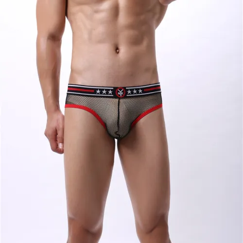 Hole Gay Underpants Men Fetish Briefs Sissy Mesh Shorts PQA4-48A