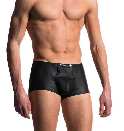Men Fetish Gay Lingerie Male Sexy Underpants Faux Leather Boxer Shorts PQA411