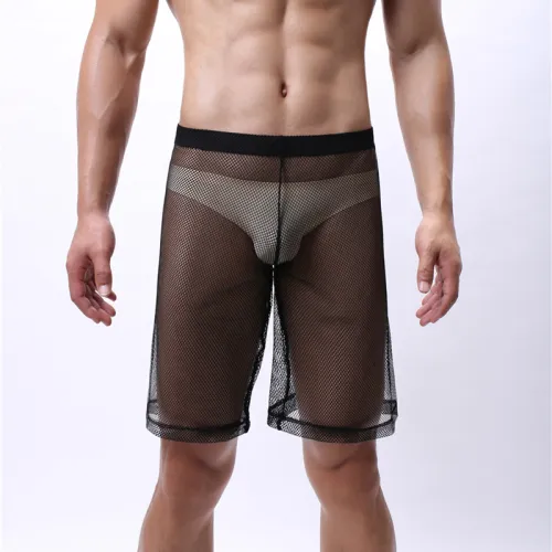 Men Summer Knee Length Pants Performance Fetish Mesh Clothing PQA4-55A