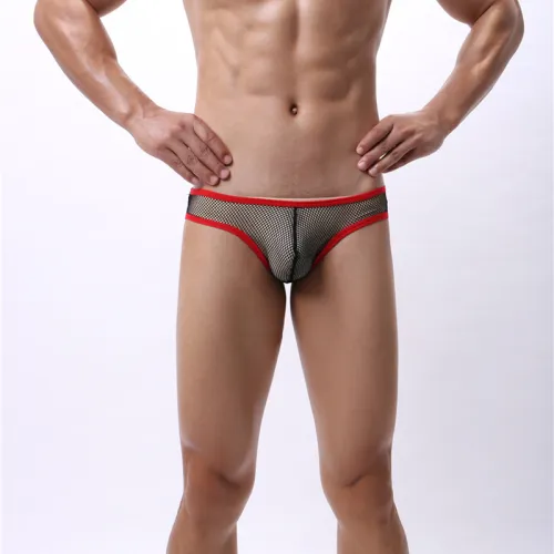 Fetish Hole Underpants Men Gay Briefs Sissy Mesh Shorts PQA4-47A