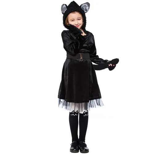 Kid Carnival Stage Show Black Cat Cosplay Uniform PQPS1717