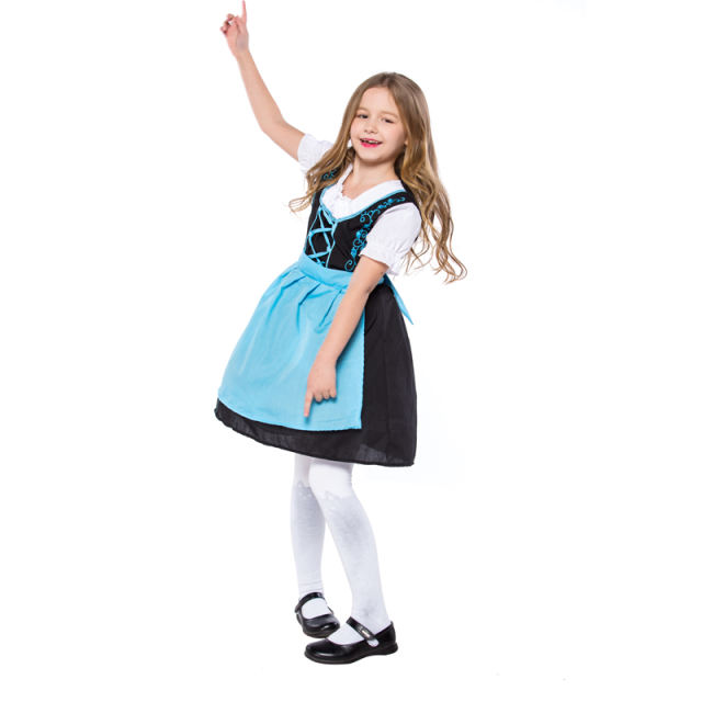 Blue Mardi Gras Kid Bavarian Beer Girl Maid Costumes PQPS16018