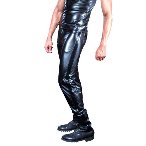 Men's Sexy Faux Leather Pants Stage Performance Skinny Clothing PQX6000