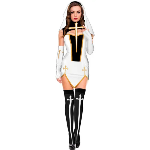 Sexy Nun Costume For Women Halloween Monasticism Outfits PQMR89168