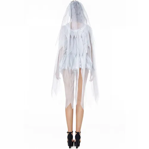 Grey Corpse Bride Fancy Dress Halloween Vampire Costumes PQMR88972
