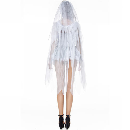 Grey Corpse Bride Fancy Dress Halloween Vampire Costumes PQMR88972