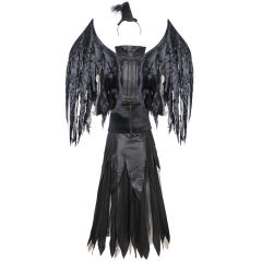 Halloween Black Angel Costume For Women Devil Cosplay Fancy Dress PQMR9086