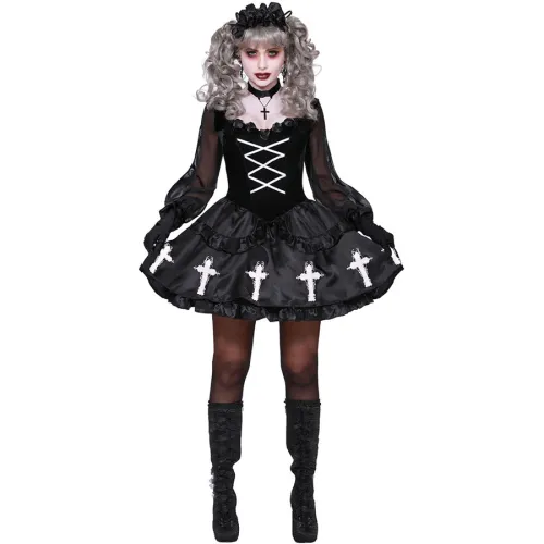 Halloween WomenBlack Vampire Costume Sexy Devils Bride Fancy Dress PQMR9090