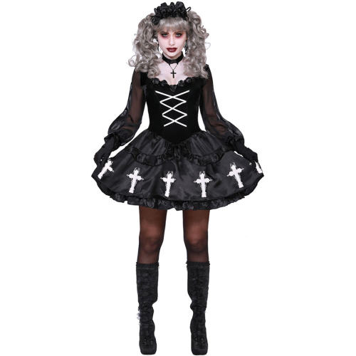 Halloween WomenBlack Vampire Costume Sexy Devils Bride Fancy Dress PQMR9090
