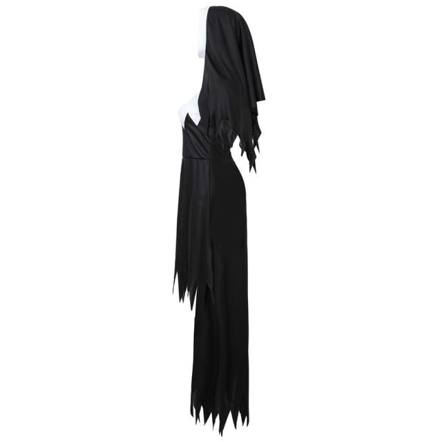 Black Nun Stage Show Costume Vampire Fancy Dress for Women PQMR4551