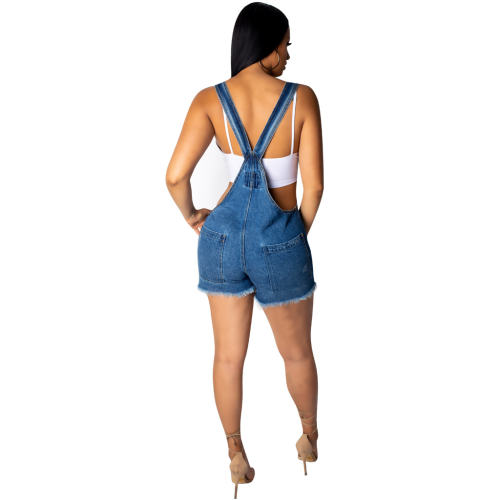 Blue Jeans Costume Hip Pop Denim Overalls For Women PQQM3668