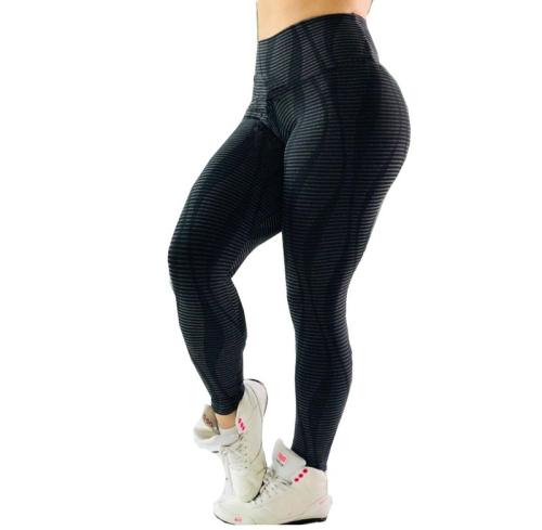 Sexy Lift Butts Fitness Pants Plus Size Stripe Print Yoga Leggings PQHY212