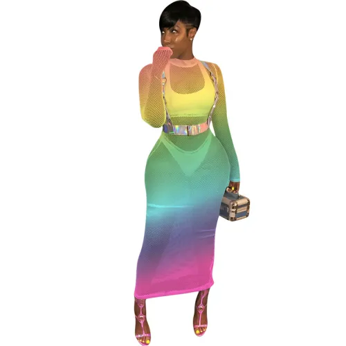 Fashion Cocktail Maxi Dress Sheer Women Break Clothes PQQM3710B