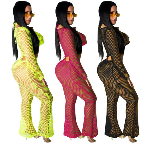 Fashion Two Piece Sets Summer Women Mesh Two Piece Pants PQQM3738