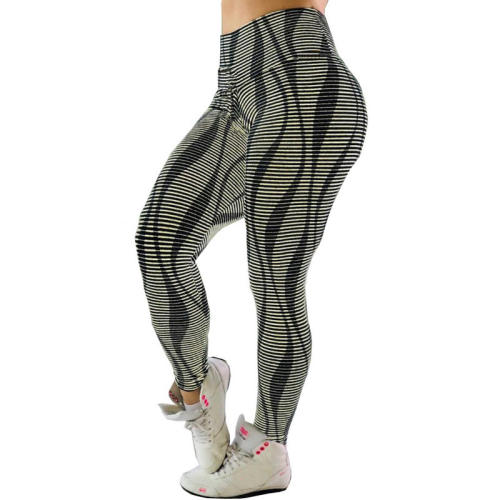 High Waist Activewear Women Streak Printed Exercise Yoga Outfits PQHY212B