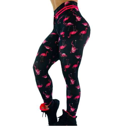 Flamingo Print Jogging Clothing High Waist Athletic Wear PQHY441
