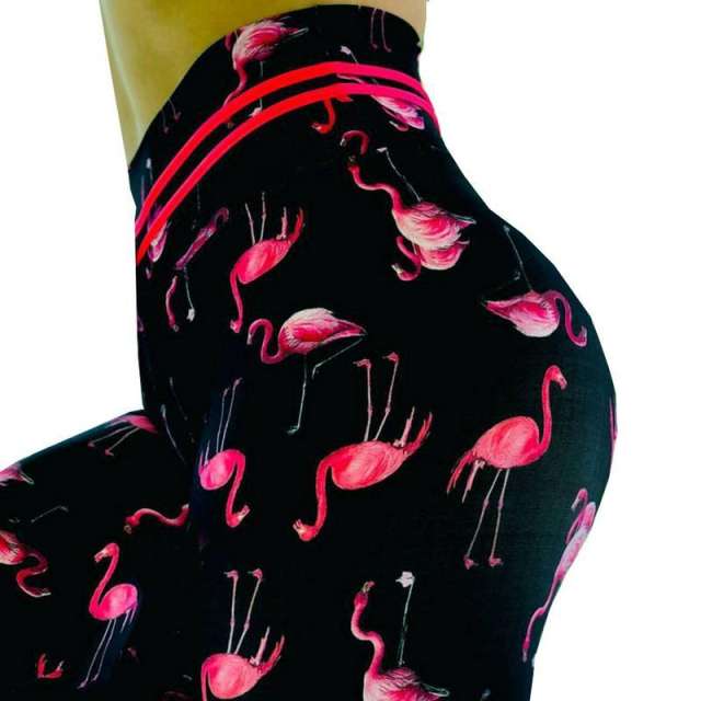 Flamingo Print Jogging Clothing High Waist Athletic Wear PQHY441