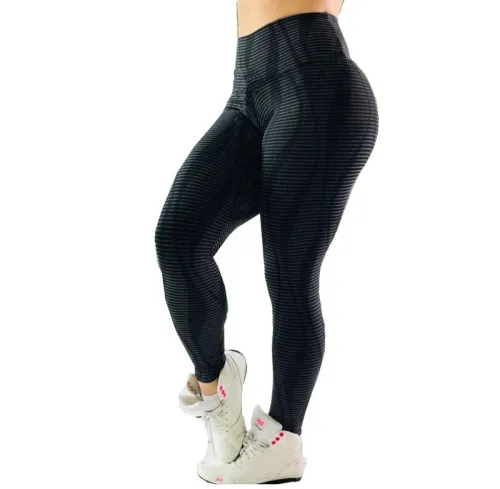 High Waist Activewear Women Streak Printed Exercise Yoga Outfits PQHY212B