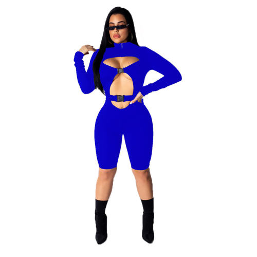 Sexy Women Sport Tracksuits Solid Color Jumpsuit Night Club Wear PQQM3680