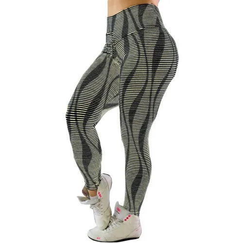 Sexy Lift Butts Fitness Pants Plus Size Stripe Print Yoga Leggings PQHY212