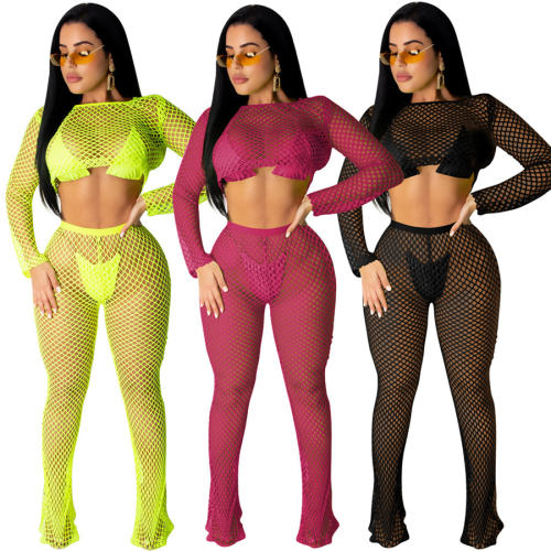 Fashion Two Piece Sets Summer Women Mesh Two Piece Pants PQQM3738