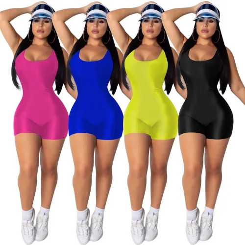 Summer Casual Tracksuits Solid Color Sleeveless Trendy Clothing PQQM3671