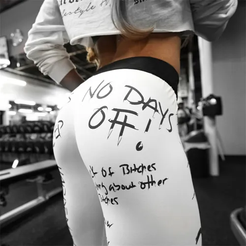 Letter Print Active Fitness Wear Exercise Capris Women Sport Leggings PQHY256B
