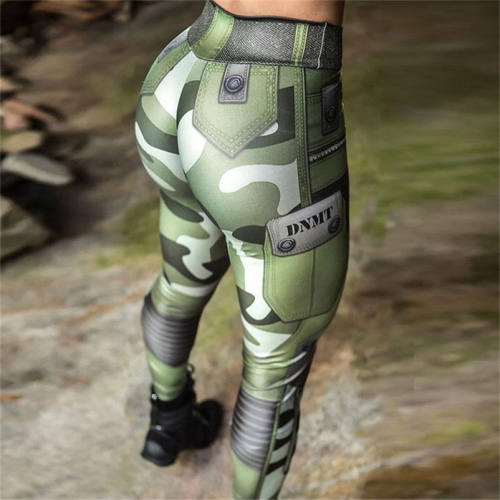 Camoflage Print Activewear Sport Leggings Lift Buttss Fitness Capris PQHY207C