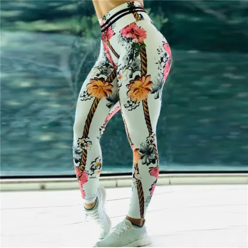 Floral Print Fitness Clothing Body Mechanics Leggings PQHYDZ11
